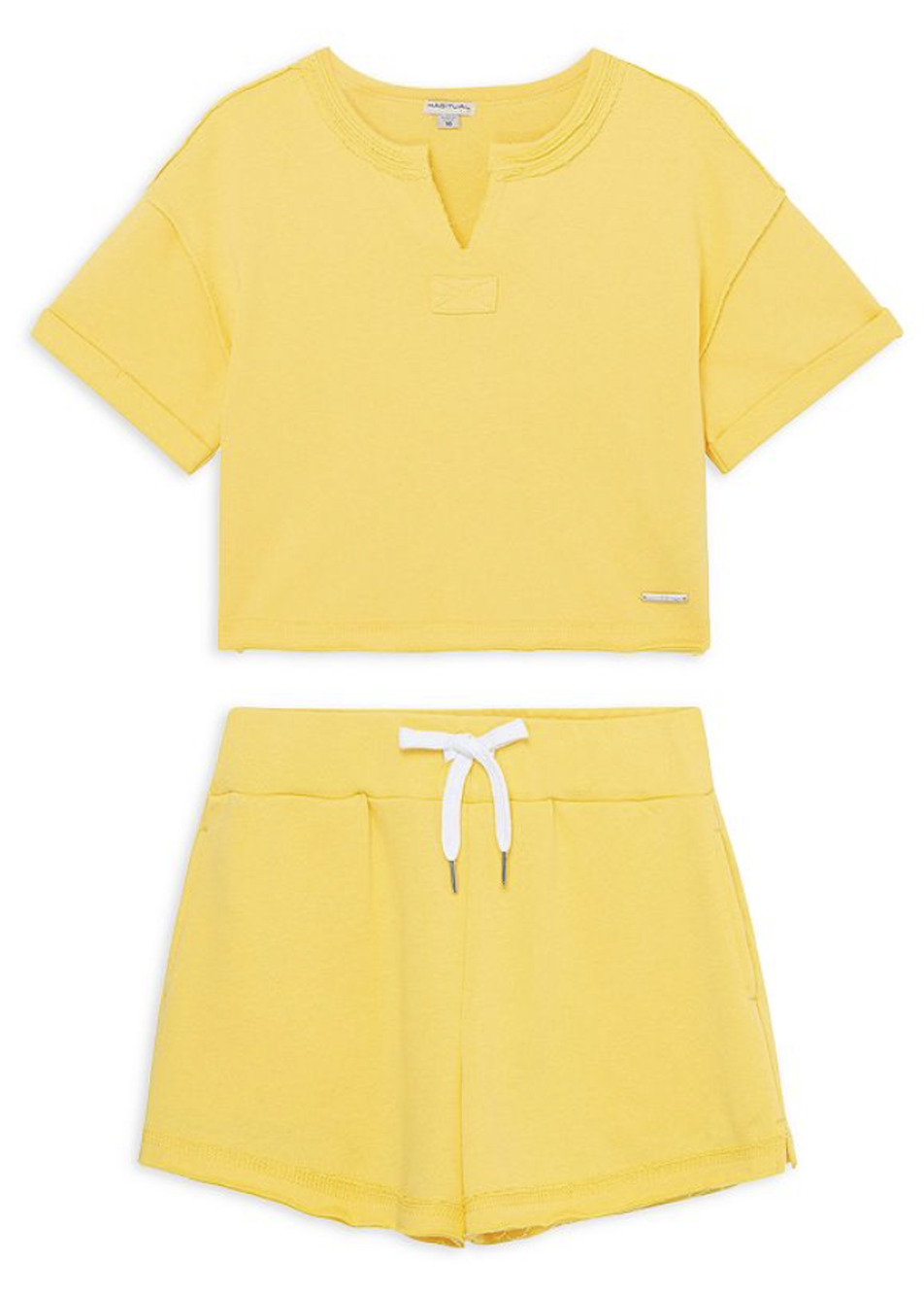 HABITUAL Girl's 14 Yellow Split Neck Short Sleeve Top & Short 2-Piece Set K11-10
